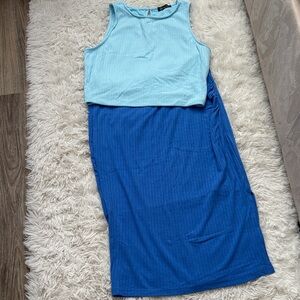 Blue Two-Piece Sleeveless Dress